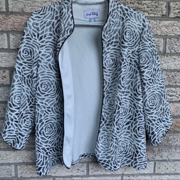 Joseph Ribkoff black white Rose print jacket 16 US - Picture 6 of 10